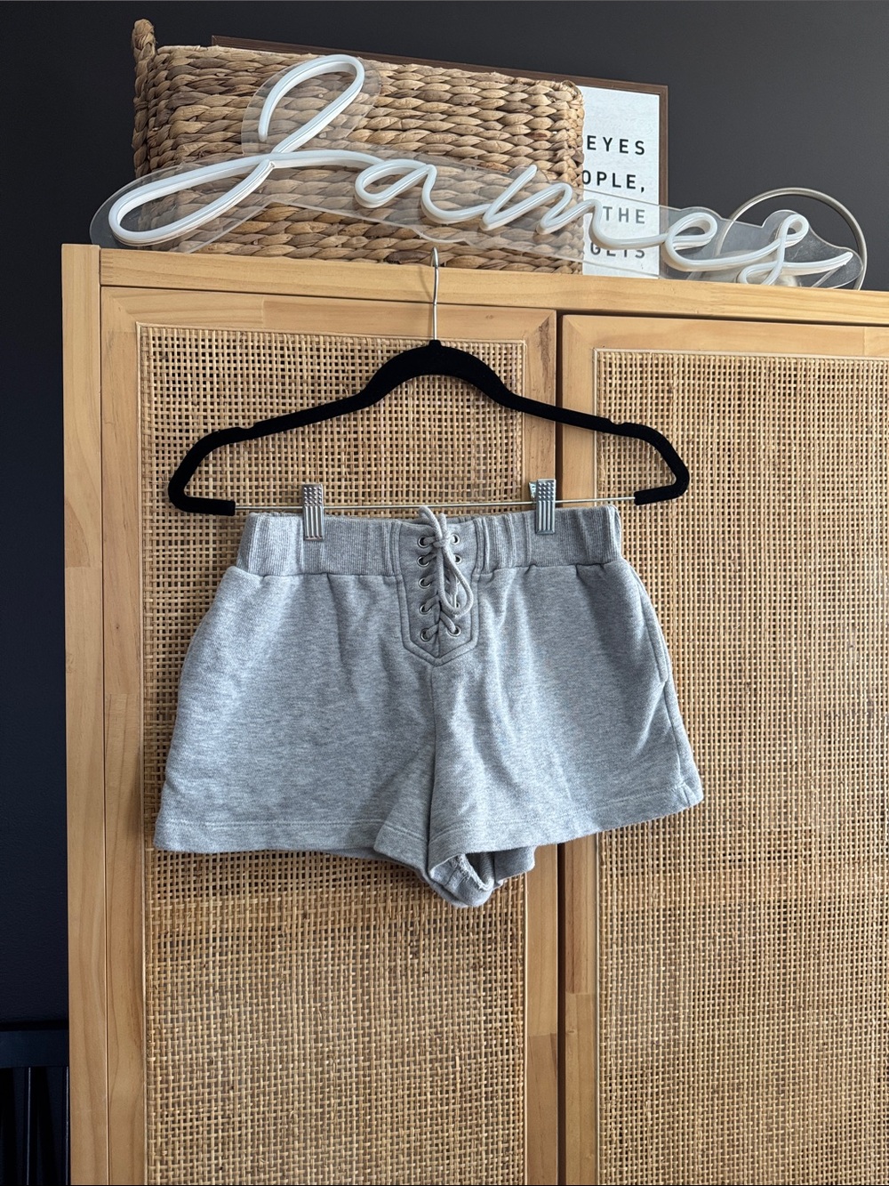 Gray Lace-Up Women's Shorts